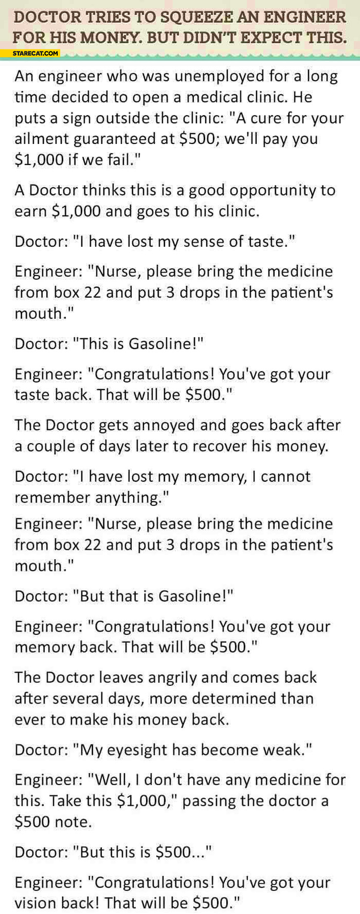 Doctor tries to squeeze an engineer for his money didn’t expect this