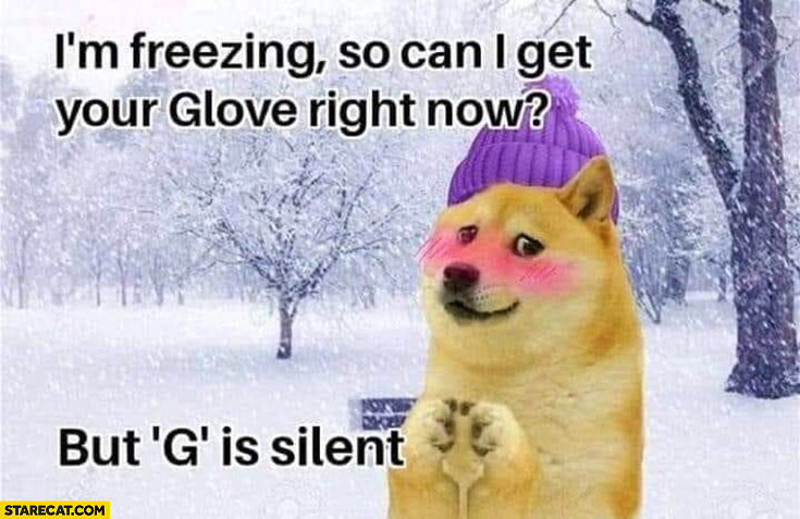 Doge I’m freezing so can I get your glove right now? But g is silent