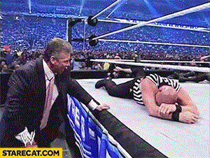 Donald Trump beats up a man on Wrestlemania event gif animation