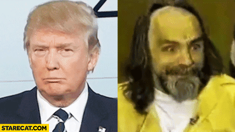 Donald Trump like Charles Manson comparison gif animation