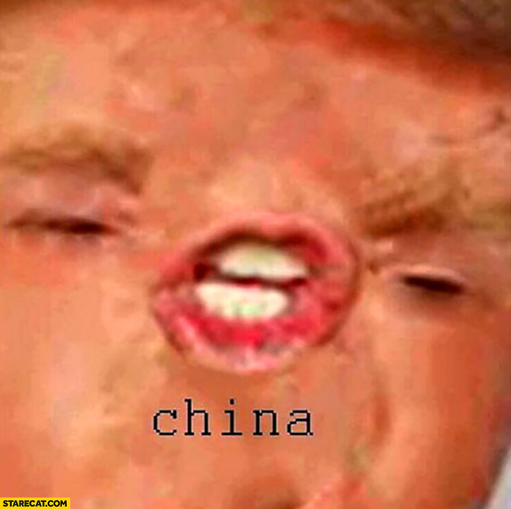 Donald Trump saying China mouth photoshopped