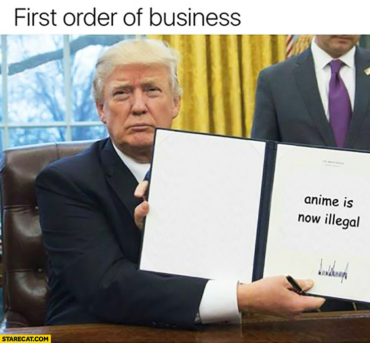 Donald Trump signed anime is now illegal first order of business