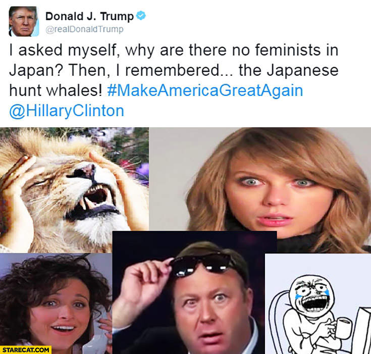 Donald Trump: why are there no feminists in Japan? Because the Japanese hunt whales