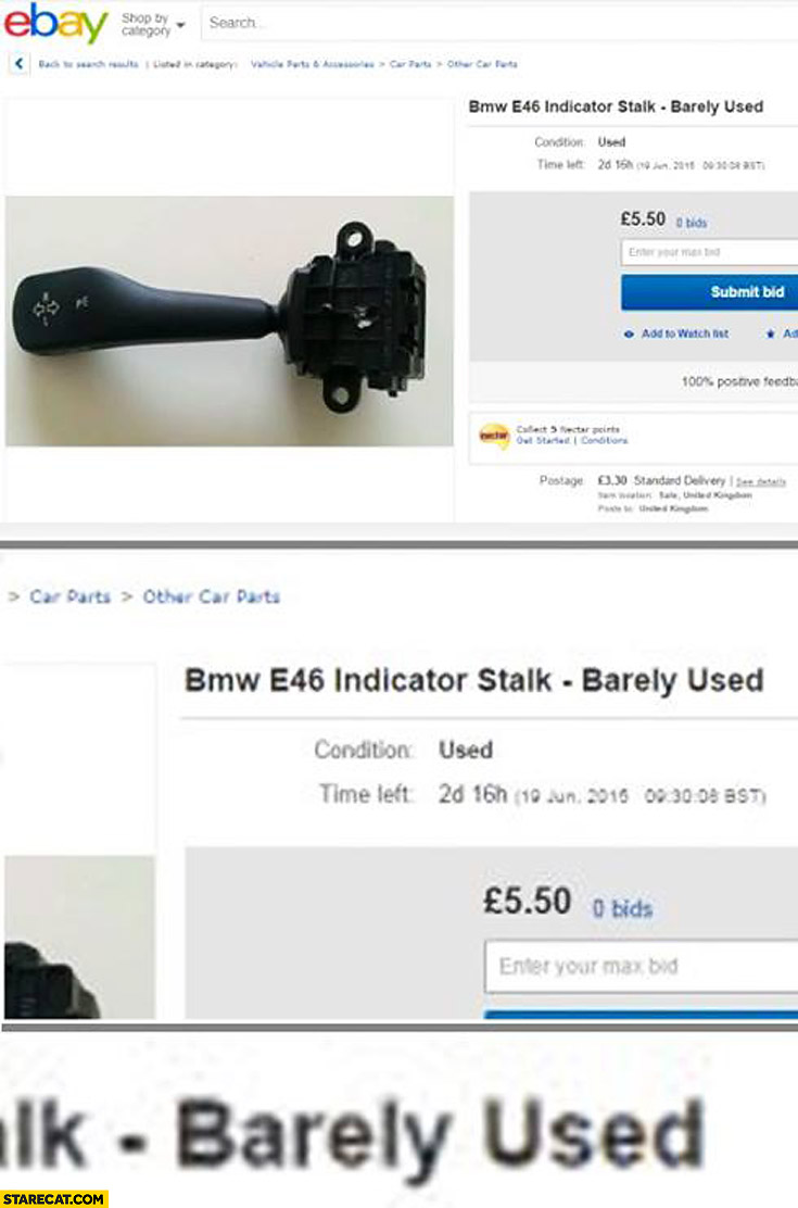 Ebay BMW indicator stalk barely used