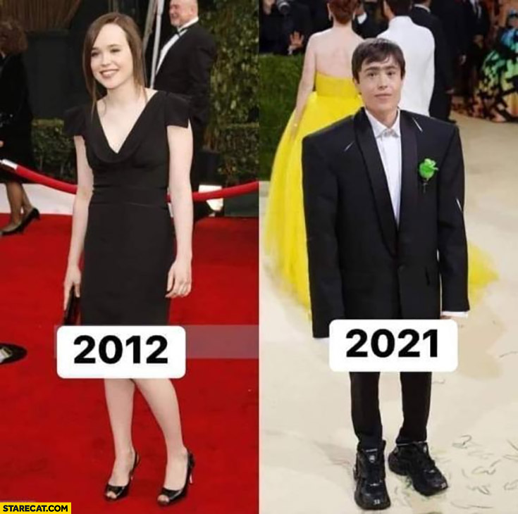 Ellen Page 2021 vs Elliot Page 2021 photoshopped comparison