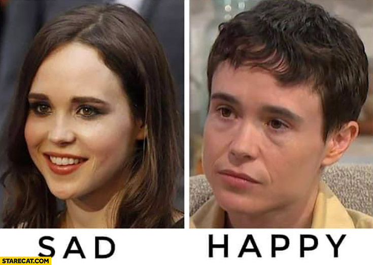 Ellen Page sad vs Elliot Page happy