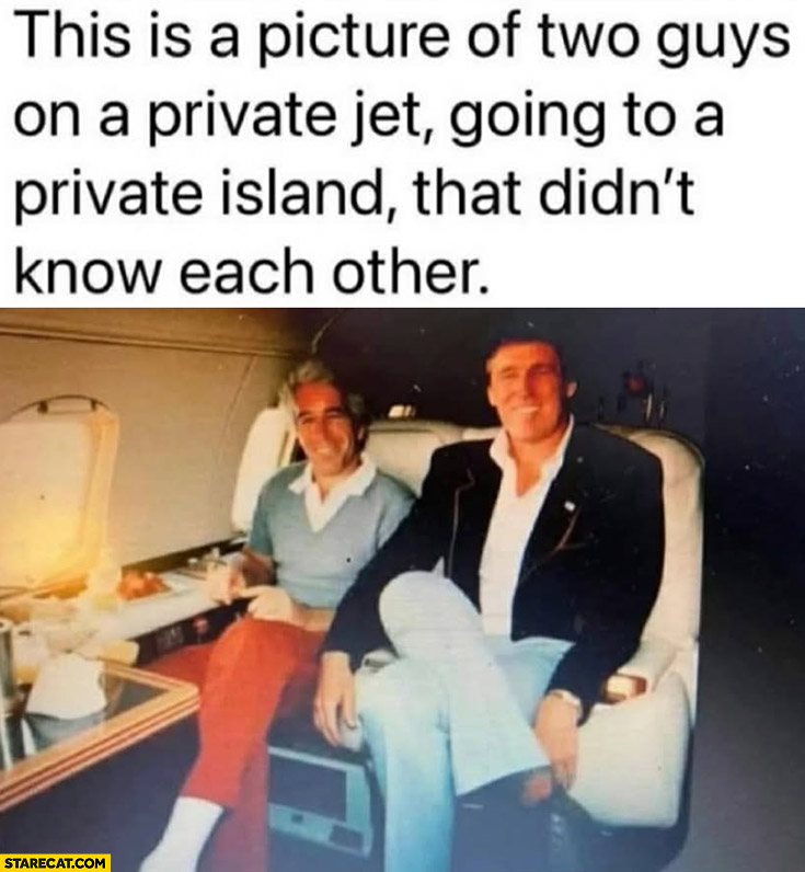 Epstein Trump this is a picture of two guys on a private jet going to a private island that didnt know each other