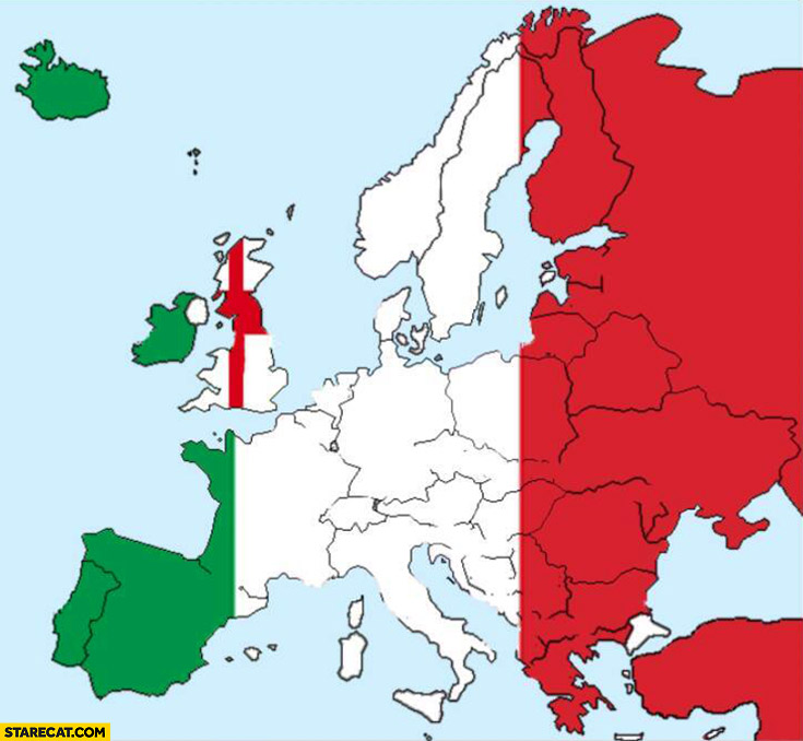 Europe map England supporters vs Italy supporters whole Europe euro 2020
