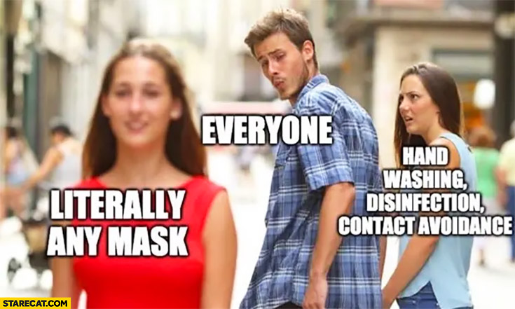 Everyone interested in literally any mask instead of hand washing disinfection and contact avoidance