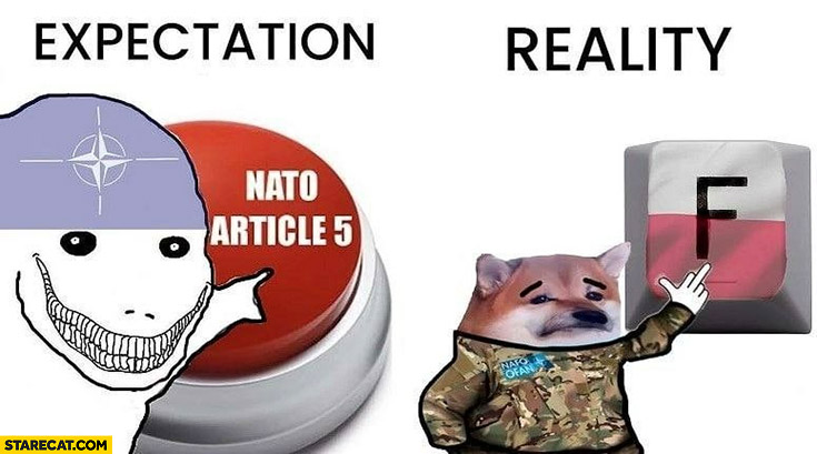 Expectations NATO article 5 button vs reality f pay respects button