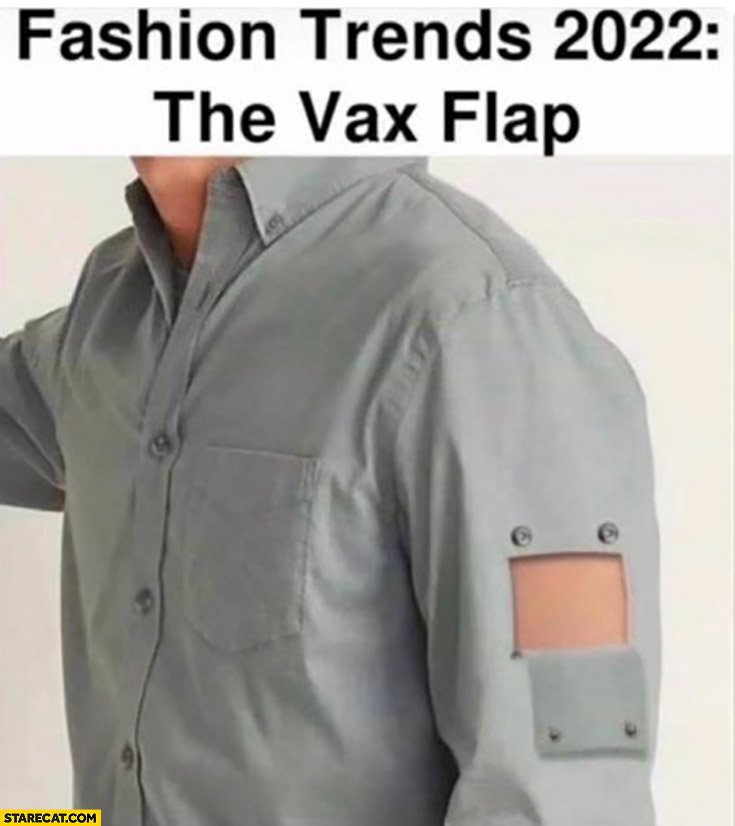 Fashion trends 2022: the vax flap shirt vaccination