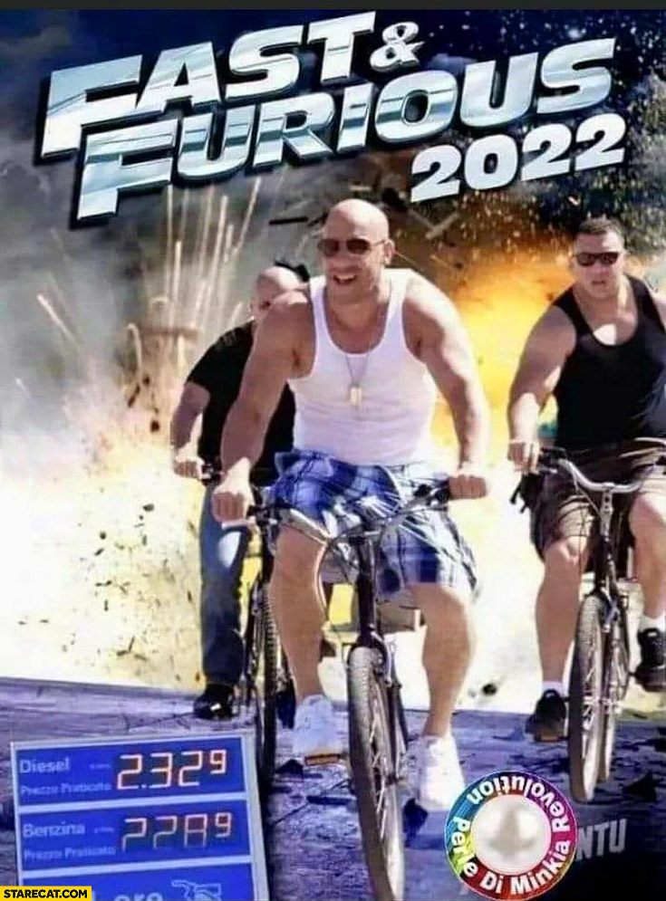 Fast and furious 2022 on bicycles bikes because of high fuel gas oil prices