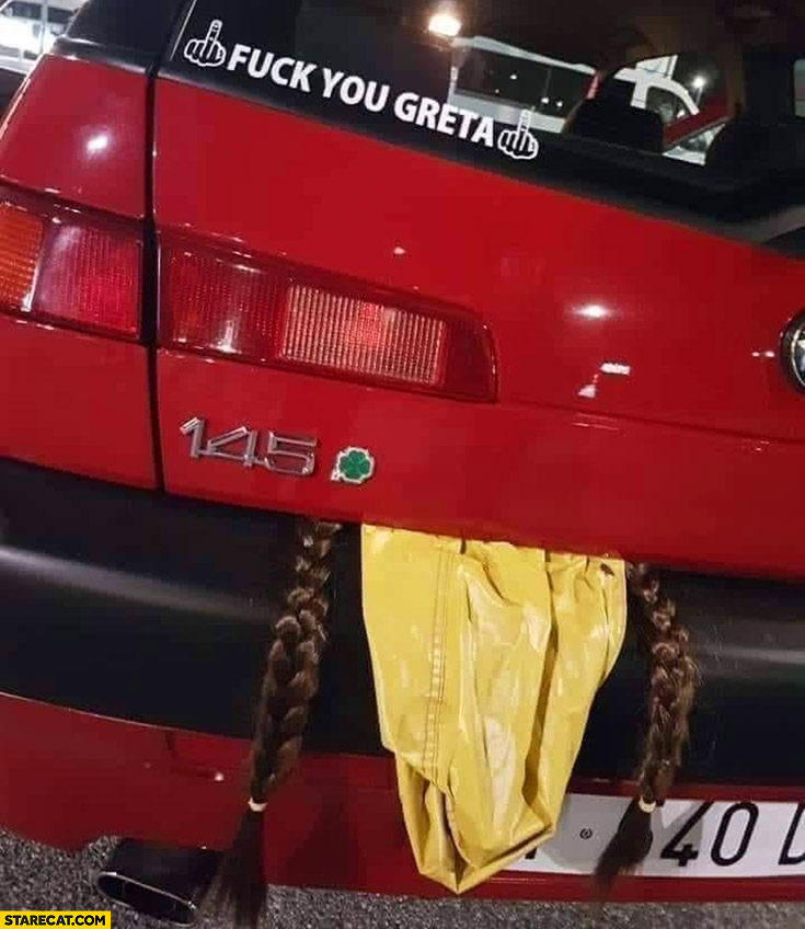 Fck you Greta braids yellow hood Alfa Romeo