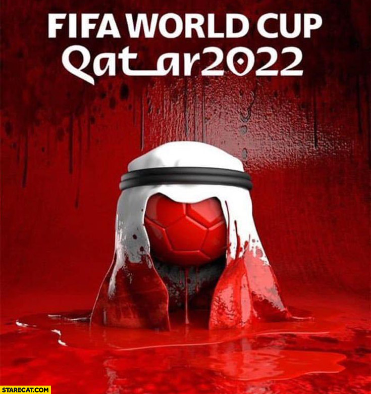 FIFA world cup Qatar 2022 bloody poster football in blood