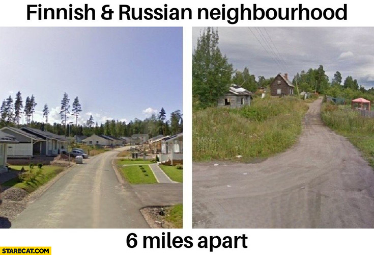 Finnish vs russian neighbourhood 6 miles apart comparison