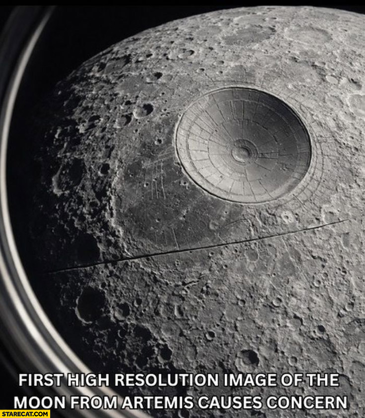 First high resolution image of the moon from Artemis causes concern Death Star