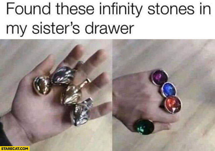 Found these infinity stones in my sisters drawer