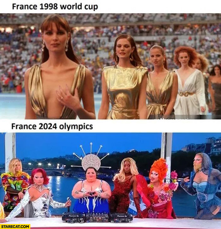 France 1998 world cup vs France 2024 olympics opening comparison