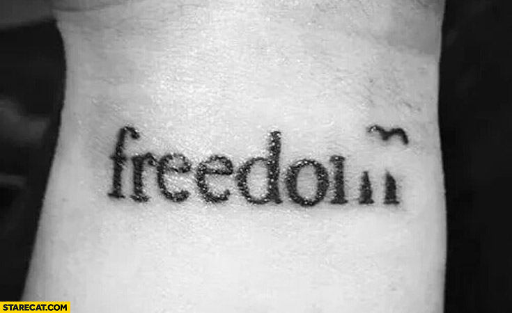 Freedom creative tattoo flying bird