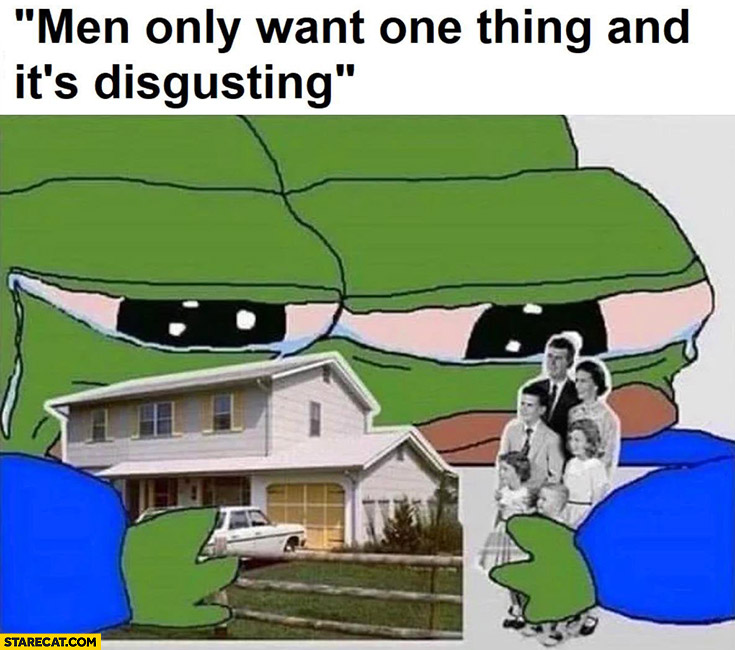 Frog Pepe men only want one thing and it’s disgusting house and loving family