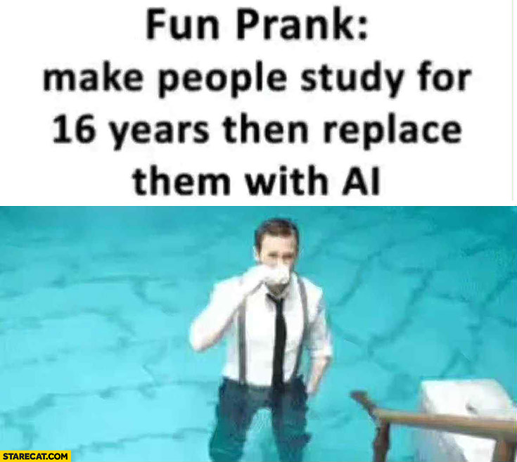 Fun prank: make people study for 16 years then replace them with AI