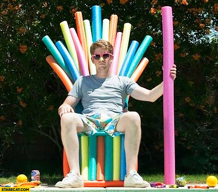 Game of Thrones cosplay throne made of swimming pool tubes