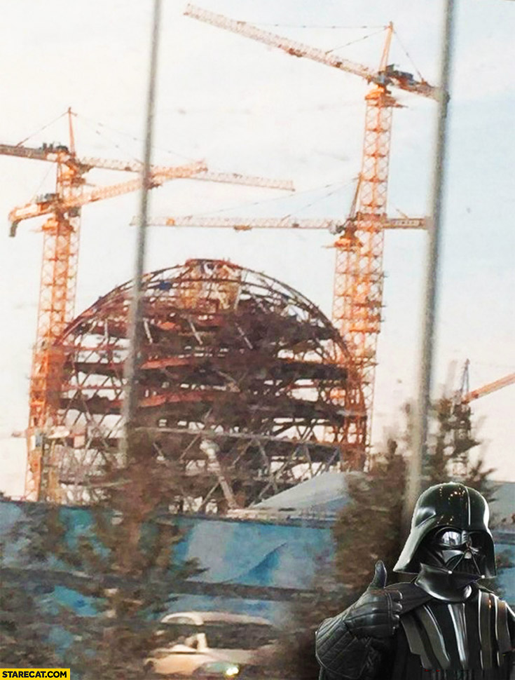 Genua CERN building sphere looking like Death Star Darth Vader approves