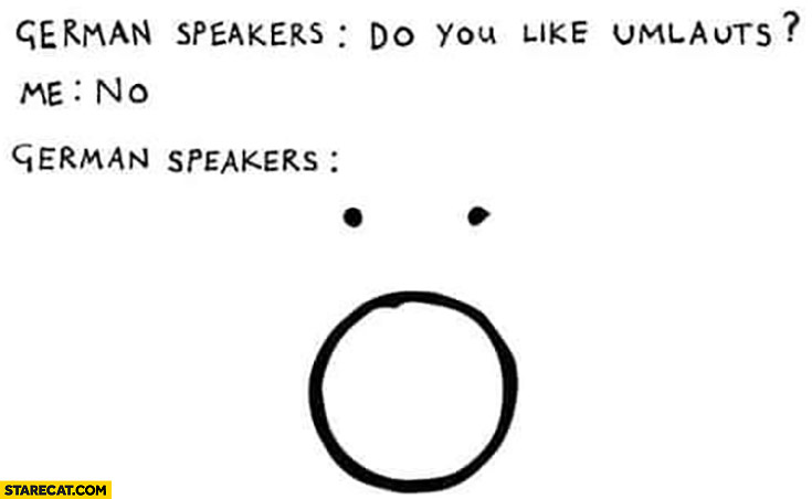 German speakers: do you like umlauts? Me: no. German: speakers suprised