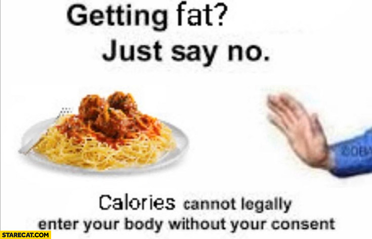 Getting fat? Just say no, calories cannot legally enter your body without your consent