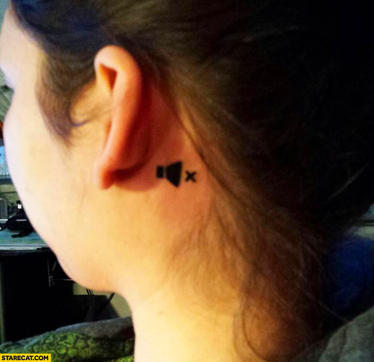 Girl deaf on one ear tattooed mute icon