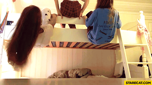 Girls falling out of the bed gif animation