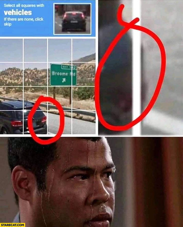 Google captcha select all squares with vehicles not sure if check that square stressed