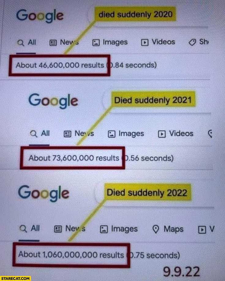 Google search results died suddenly 2020 vs 2021 vs 2022