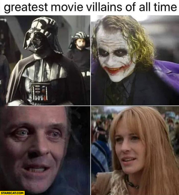 Greatest movie villains of all time: Darth Vader, Joker, Hannibal Lecter, Jenny from Forrest Gump