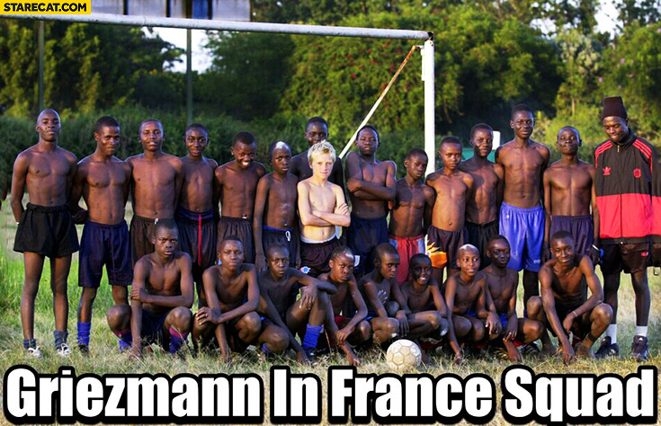 Griezmann in France squad: the only white boy, rest all black