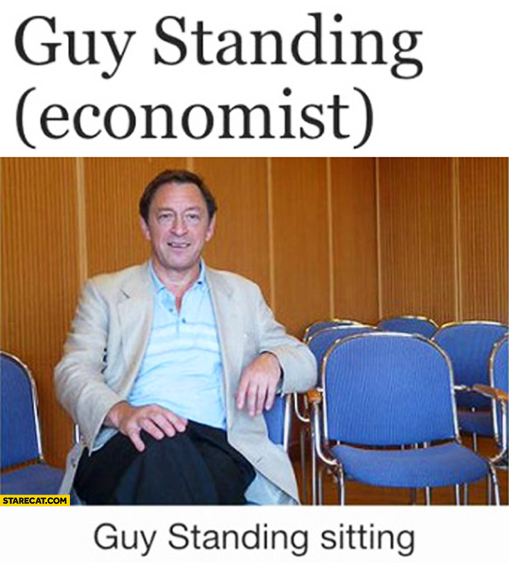 Guy standing economist sitting