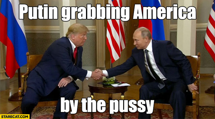 Handshake Trump Putin grabbing America by the pussy