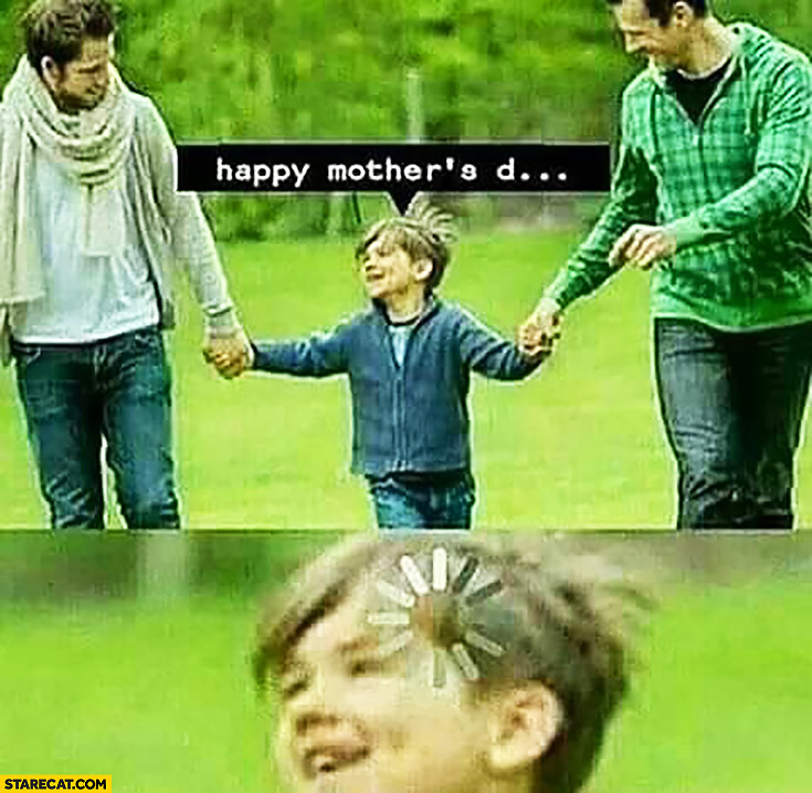 Happy mothers day confused kid have 2 fathers