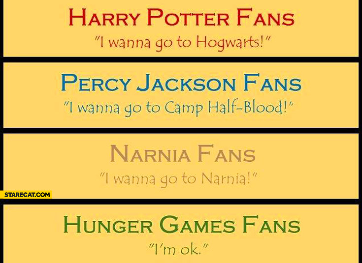 Harry Potter fans Percy Jackson Narnia Hunger games fan