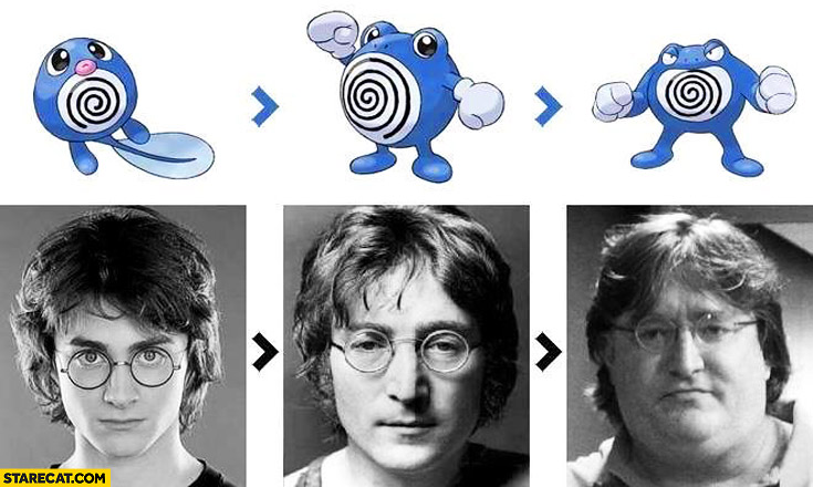 Harry Potter John Lennon Gabe Newell pokemon transformation