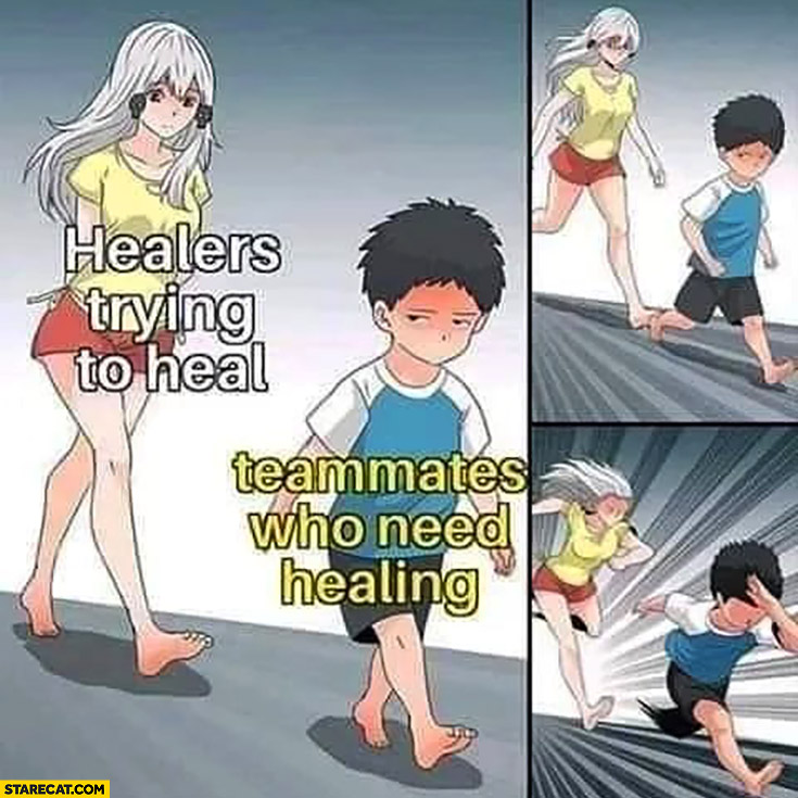 Healers trying to heal teammates who need healing run away
