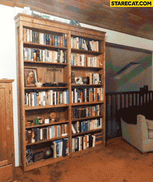 Hidden room automatic sliding book shelf
