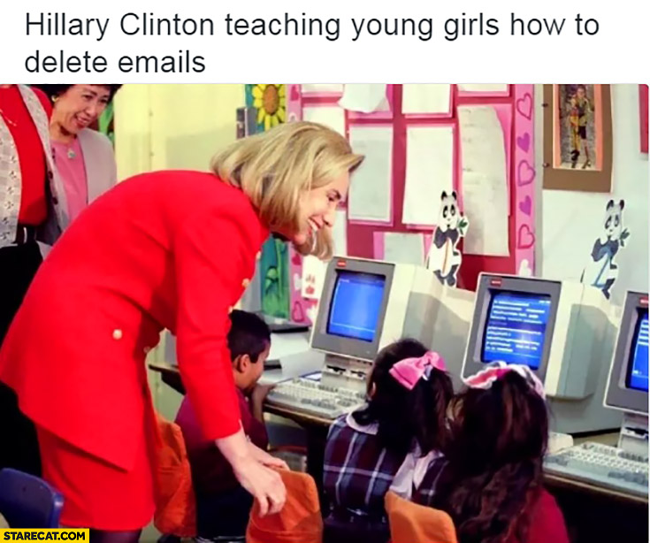 Hillary Clinton teaching young girls how to delete emails