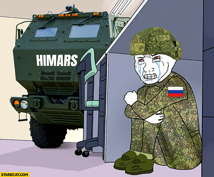 Himars russian soldier crying hiding from it