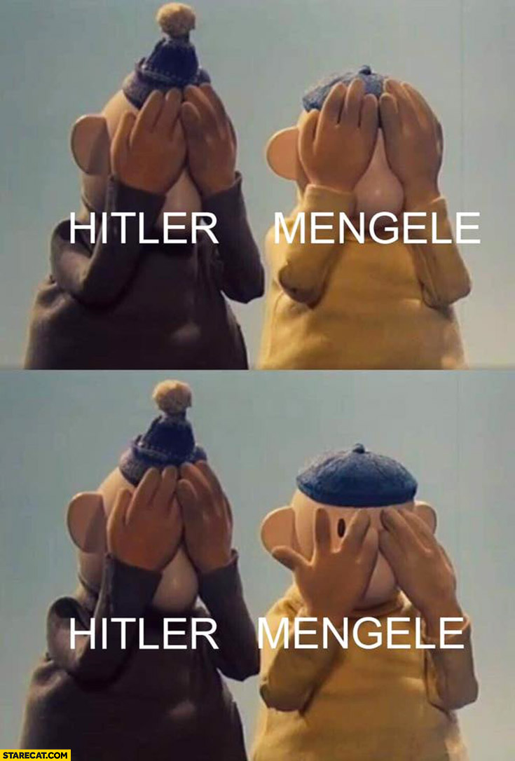 Hitler Mengele not looking eyes covered Mengele actually looks spies