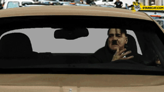 Hitler stuck in a traffic jam GIF animation