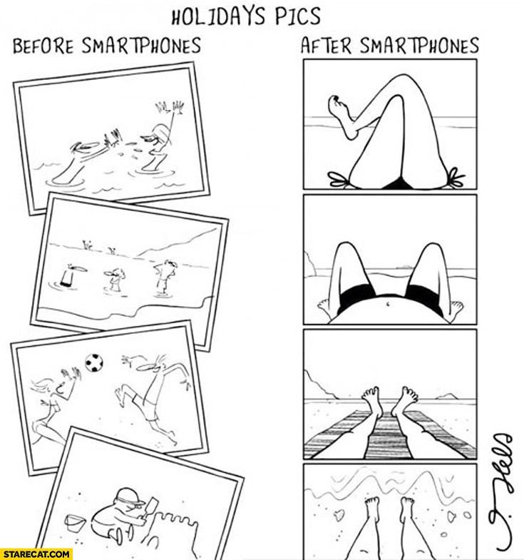 Holiday pics before smartphones, after smartphones