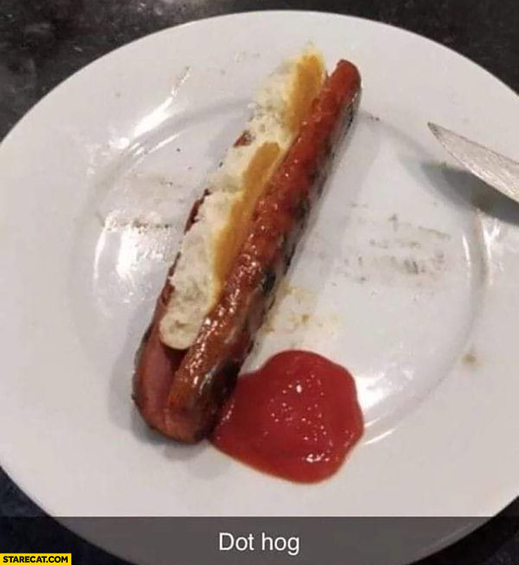 Hot dog inverted dot hog bread inside sausage