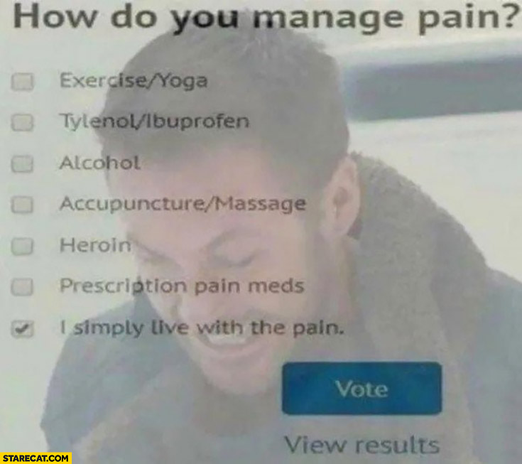 How do you manage pain? I simply live with the pain poll vote