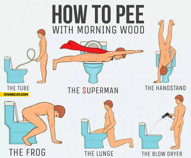 How to pee with morning wood